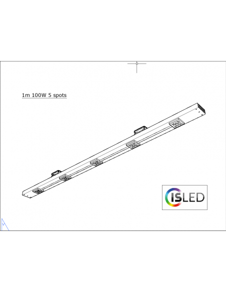 Rail LED V6.4PF 100cm 100W 24V 5 spots