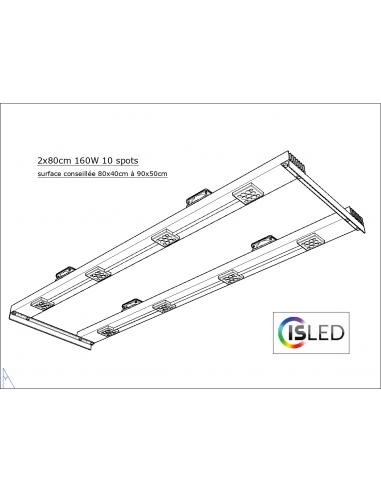 Lampe LED V6.4PF 160W 24V 8 spots 2x80cm
