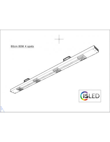 Rail LED V6F (Floraison Compatible Croissance) 80cm 80W 24V 4 spots