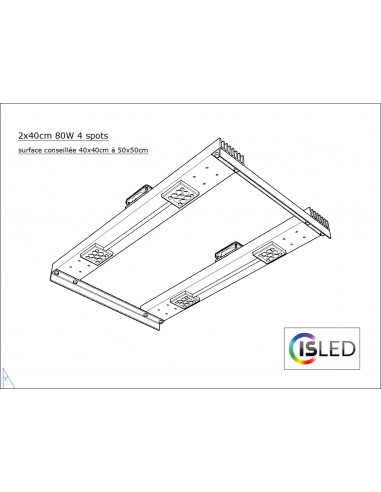 Lampe LED V6.3C Pure Croissance 2x40W 24V 4 spots SANS ALIM!