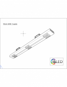 Rail LED V6.3C Pure Croissance 50cm 60W 3 spots sans alim.
