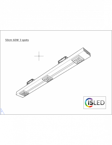 Rail LED V6.3C Pure Croissance 50cm 60W 3 spots sans alim.
