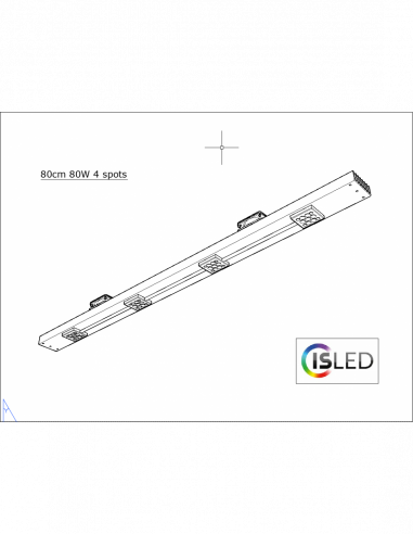 Rail LED V6.2C Pure Croissance 80cm 80W 4 spots sans alim.