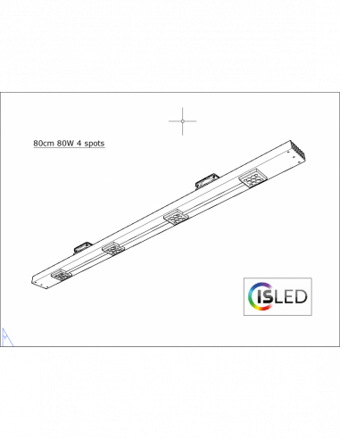 Rail LED V6.3C Pure Croissance 80cm 80W 4 spots sans alim.