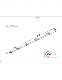 Rail LED V6.3C Pure Croissance 100cm 100W 5 spots sans alim.